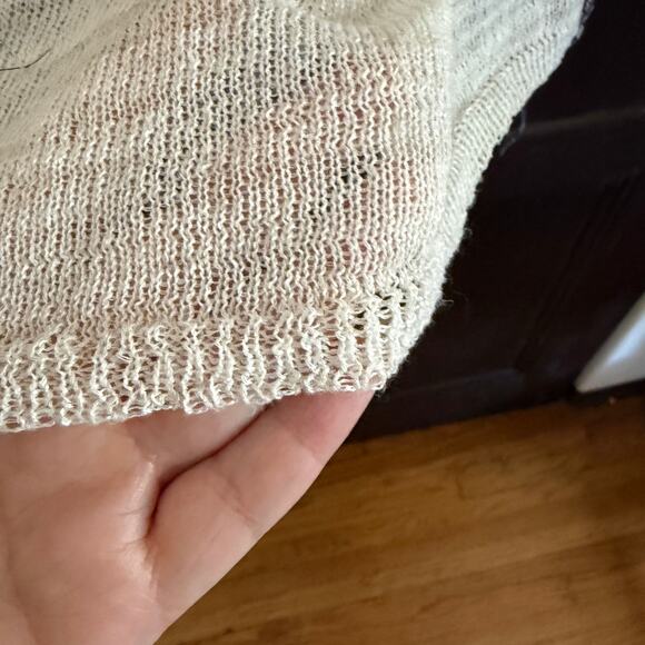 FREE PEOPLE | Cream Linen Blend Lightweight Sweater with Gauze back & cuffs | XS - Picture 6 of 9